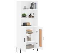 Eleganz Highboard blanco 69,5 x 34 x 180 cm - Armario moderno de madera y metal para salón - Elegante mueble con mucho espacio de almacenamiento