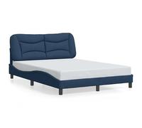 Eleganz Hvar - Estructura de cama de 120 x 200 cm sin colchón - Cama de tela azul para dormitorio, duradera y estable con diseño moderno, ideal para espacios pequeños
