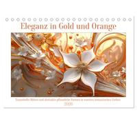 Eleganz in Gold und Orange (Tischkalender 2026 DIN A5 quer), CALVENDO Monatskalender: Traumhafte florale Muster in einer der bezauberndsten Farbkombinationen