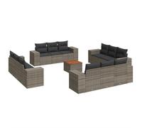 Eleganz Juego de 13 muebles de jardín de ratán gris con cojines - Muebles de exterior resistentes a la intemperie para terraza y balcón - Cómodo juego de salón para amantes del jardín