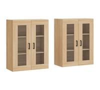 Eleganz Juego de 2 armarios de pared de roble Sonoma para salón, ahorro de espacio para espacios pequeños, material de madera de alta calidad, diseño elegante para viviendas modernas