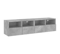 Eleganz Juego de 2 armarios de pared para televisión, color gris hormigón, 60 x 30 x 30 cm, de material de madera, moderno armario bajo altavoz para salón, dormitorio, solución de almacenamiento
