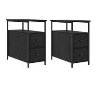 Eleganz Juego de 2 mesitas de noche con aspecto de roble negro, 30 x 60 x 60 cm, postres de madera con diseño moderno, ahorra espacio y es estable para dormitorio
