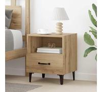 Eleganz Juego de 2 mesitas de noche de madera de roble Artisan, estilo rústico, 40 x 35 x 47,5 cm, mesitas auxiliares que ahorran espacio para dormitorio, duraderas y estables