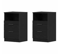 Eleganz Juego de 2 mesitas de noche de madera de roble negro, 40 x 35 x 65 cm, diseño estable