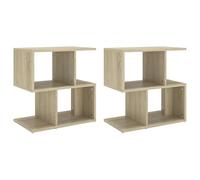 Eleganz Juego de 2 mesitas de noche de madera de roble Sonoma, 50 x 30 x 51,5 cm, mesa auxiliar sencilla y estable para dormitorio, ahorra espacio y es duradera
