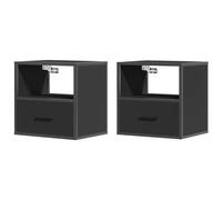 Eleganz Juego de 2 mesitas de noche de madera y metal, diseño moderno de pared, 40 x 31 x 39,5 cm, ahorra espacio y es estable para espacios pequeños, confort en el dormitorio