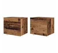 Eleganz Juego de 2 mesitas de noche, mesitas de noche montadas en la pared, de madera recuperada, 50 x 39 x 41 cm, ahorra espacio y estilo, perfecta para habitaciones pequeñas y dormitorios, material