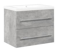 Eleganz Juego de 2 muebles de baño de madera en color gris hormigón, moderno juego de muebles de baño, ahorro de espacio y duradero, ideal para baños pequeños
