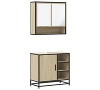 Eleganz Juego de 2 muebles de baño de roble Sonoma de madera y metal, moderno juego de muebles de baño para un ambiente elegante, duradero y ahorra espacio