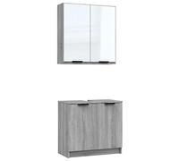 Eleganz Juego de 2 muebles de baño Sonoma gris de madera y cristal - Juego de muebles de baño moderno para un ambiente elegante, ahorra espacio y es duradero