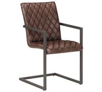 Eleganz Juego de 2 otomanas voladizas de piel auténtica marrón - Confort moderno para salón y balcón - Duradero y elegante