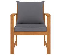 Eleganz Juego de 2 sillas de jardín con cojín de madera maciza de acacia gris oscuro, duraderas y cómodas para patio y jardín