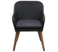 Eleganz Juego de 2 sillas de jardín con tapicería de ratán sintético y marco de acero, acabado al óleo de madera de acacia, resistentes a la intemperie y cómodas para terraza y jardín