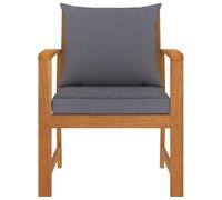 Eleganz Juego de 2 sillas de jardín de madera maciza de acacia con cojines de poliéster gris oscuro, muebles de jardín duraderos para patio y jardín