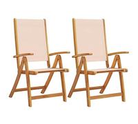 Eleganz Juego de 2 sillas de jardín plegables de madera maciza de acacia con acabado al óleo y textileno, muebles de jardín duraderos para terraza, balcón o jardín, cómodas y ahorran espacio