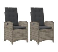 Eleganz Juego de 2 sillones de jardín con cojín, muebles de jardín ajustables de ratán sintético con marco de acero pulverizado, cómodo salón para terraza, balcón o jardín