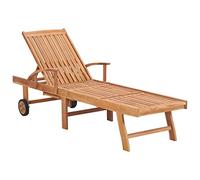 Eleganz Juego de 2 tumbonas de madera maciza de teca con cojines, color topo, duraderas y resistentes a la intemperie para jardín, terraza y zona de piscina