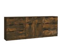 Eleganz Juego de 3 aparadores de madera de roble ahumado para salón, muebles modernos de TV y solución de almacenamiento, elegante juego de muebles de salón