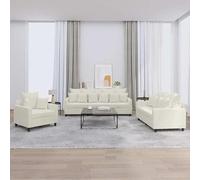 Eleganz Juego de 3 piezas de sofá futón en terciopelo crema - Moderno juego de 3 plazas con cojines para salón y espacios pequeños - Cómodo y duradero