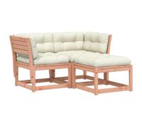 Eleganz Juego de 3 sofás de jardín de madera de Douglas maciza, sin tratar, duradero y respetuoso con el medio ambiente, perfecto para patio y jardín