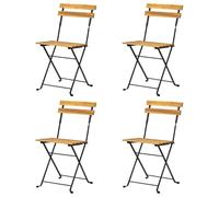 Eleganz Juego de 4 sillas plegables de madera maciza de acacia y acero, muebles de jardín duraderos para patio, balcón o jardín, ahorra espacio y es estable