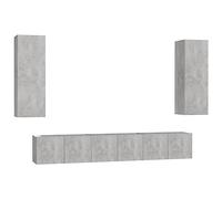 Eleganz Juego de 5 armarios para TV de color gris hormigón, moderno material de madera, compacto y elegante para salón, uso óptimo del espacio