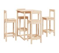 Eleganz Juego de 5 barras de madera de pino maciza. Grupos de comedor para un ambiente elegante en el hogar, natural y duradero, perfecto para jardín, terraza o sala de estar