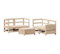 Eleganz Juego de 5 sofás de jardín de madera de pino maciza, natural y duradero para terraza y jardín, perfecto para familias y amantes de la naturaleza