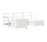Eleganz Juego de 5 sofás de jardín de madera maciza de pino - Conjunto de muebles de exterior blanco para terraza y balcón - Resistente a la intemperie y duradero para relajarse al aire libre