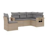 Eleganz Juego de 5 sofás de jardín de ratán de polietileno con cojín, acero recubierto de polvo, color beige, muebles de exterior para terraza y jardín, duradero y resistente a la intemperie