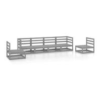Eleganz Juego de 6 muebles de jardín de madera de pino maciza, color gris, duradero y elegante juego de muebles para terraza y jardín, perfecto para noches relajadas de verano