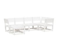 Eleganz Juego de 6 sofás de jardín de madera de pino maciza, color blanco, duradero y resistente a la intemperie, perfecto para terraza y jardín