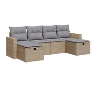 Eleganz Juego de 6 sofás de jardín de ratán sintético con cojín, muebles de exterior para terraza y balcón, resistente a la intemperie y cómodo, moderno conjunto de salón