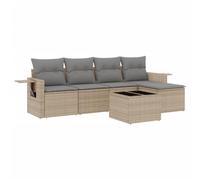 Eleganz Juego de 6 sofás de jardín de ratán sintético con cojines - Muebles de exterior beige para terraza y balcón - Resistente a la intemperie y cómodo - Moderno conjunto de ratán para amantes del