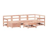Eleganz Juego de 7 sofás de jardín de madera maciza Douglas para terraza y balcón, resistente a la intemperie y duradero, moderno salón exterior
