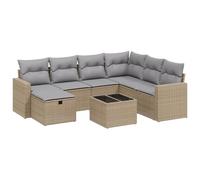 Eleganz Juego de 8 sofás de jardín de ratán de polietileno y acero con recubrimiento en polvo, color beige, duradero y fácil de limpiar, para terraza y jardín