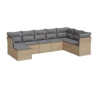 Eleganz Juego de 8 sofás de jardín de ratán sintético con cojines - Beige duradero y resistente a la intemperie para patio, balcón o jardín - Cómodo juego de exterior con espacio de almacenamiento