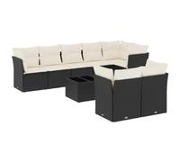 Eleganz Juego de 9 sofás de jardín de poliratán negro con cojines - Muebles de exterior resistentes a la intemperie para patio y jardín, duradero y cómodo