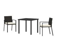 Eleganz Juego de comedor de jardín de 3 piezas, color negro, acero con recubrimiento en polvo, duradero y resistente a la intemperie, muebles de exterior perfectos para terraza o jardín
