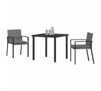 Eleganz Juego de comedor de jardín de 3 piezas de acero con recubrimiento en polvo, duradero y resistente a la intemperie, perfecto para terraza o balcón, color gris moderno