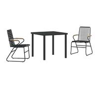 Eleganz Juego de comedor de jardín de 3 piezas de acero con recubrimiento en polvo - Negro - muebles de jardín duraderos para terraza y jardín - resistente a la intemperie y fácil de