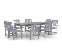 Eleganz Juego de comedor de jardín de madera maciza de acacia, color gris, duradero y fácil de limpiar, perfecto para patio y jardín, tratado con aceite para una protección natural