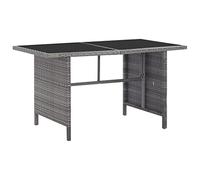 Eleganz Juego de comedor de jardín de ratán sintético con adornos de cristal, color gris, resistente a la intemperie y fácil de limpiar, para patio y jardín