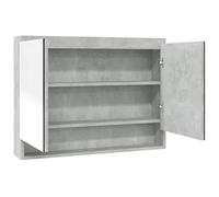 Eleganz Juego de muebles de baño con espejo, 80 x 15 x 60 cm, tablero de fibra de densidad media, superficie de melamina, color gris hormigón con cristal, solución de almacenamiento para baños