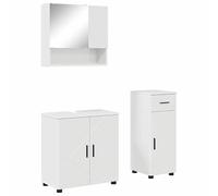 Eleganz Juego de muebles de baño de 3 piezas, color blanco brillante, material de madera y metal, moderno juego de muebles de baño para baño elegante, ahorra espacio y es duradero