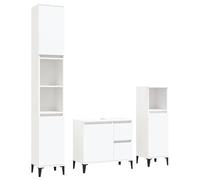 Eleganz Juego de muebles de baño de 3 piezas, color blanco, de madera y metal, moderno juego de muebles de baño para espacios pequeños, duradero y ahorra espacio