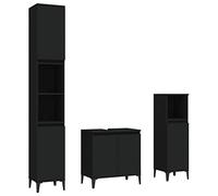 Eleganz Juego de muebles de baño de 3 piezas, color negro, de madera y metal, moderno juego de muebles de baño para espacios pequeños, duradero y elegante