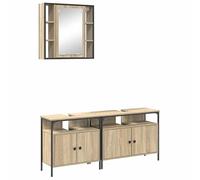 Eleganz Juego de muebles de baño de 3 piezas con estante y puerta de madera - Elegante juego de muebles de baño para más espacio y orden en el cuarto de baño
