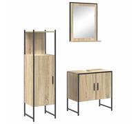 Eleganz Juego de muebles de baño de 3 piezas con estante y puerta de madera - Moderno juego de muebles de baño para más espacio y orden en el cuarto de baño